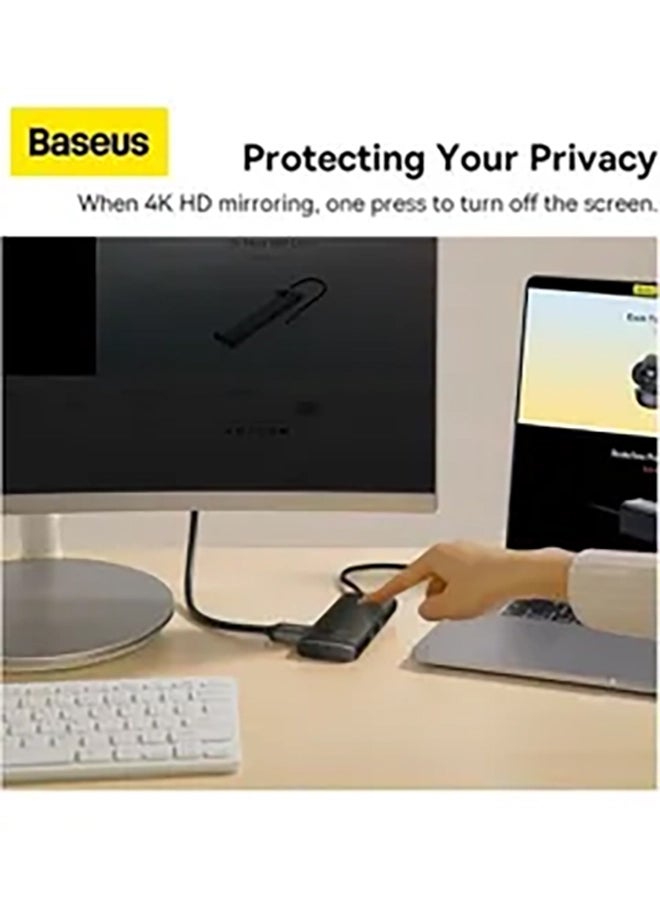 Baseus - USB C Hub - 6 in 1 USB C Adapter Docking Station with 4K HDMI, 100W Power Delivery, 2 USB 3.0 5Gbps Data Ports, SD/TF Card Reader, Compatible for MacBook/Pro/Air, XPS, Nintendo and More Black - Image 1