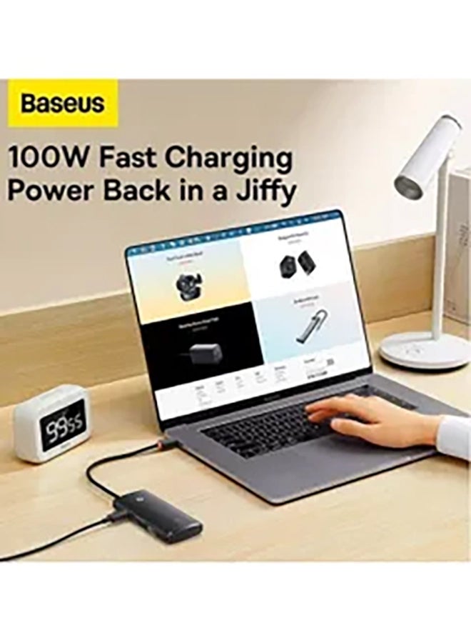 Baseus - USB C Hub - 6 in 1 USB C Adapter Docking Station with 4K HDMI, 100W Power Delivery, 2 USB 3.0 5Gbps Data Ports, SD/TF Card Reader, Compatible for MacBook/Pro/Air, XPS, Nintendo and More Black - Image 1
