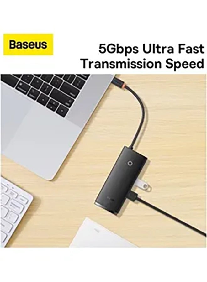 Baseus - USB C Hub - 6 in 1 USB C Adapter Docking Station with 4K HDMI, 100W Power Delivery, 2 USB 3.0 5Gbps Data Ports, SD/TF Card Reader, Compatible for MacBook/Pro/Air, XPS, Nintendo and More Black - Image 1