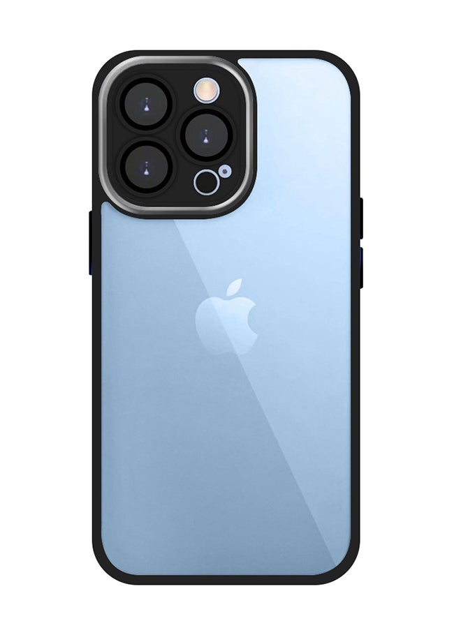 مارجون غطاء حماية شفاف مع إطار ضد الصدمات من السيليكون وواقية ضد السقوط للكاميرا لهاتف آيفون 13 برو أسود - Image 1