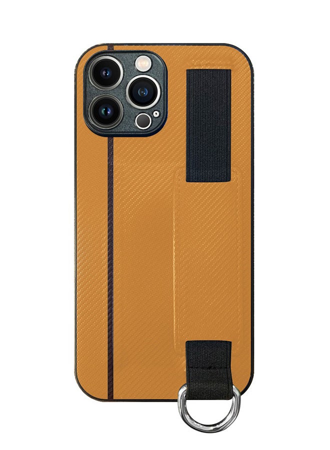 MARGOUN Protective Case Cover With Hand Strap Finger Grip Loop And Card Holder Slot For iPhone 13 Pro Max Mustard Yellow  - Image 1