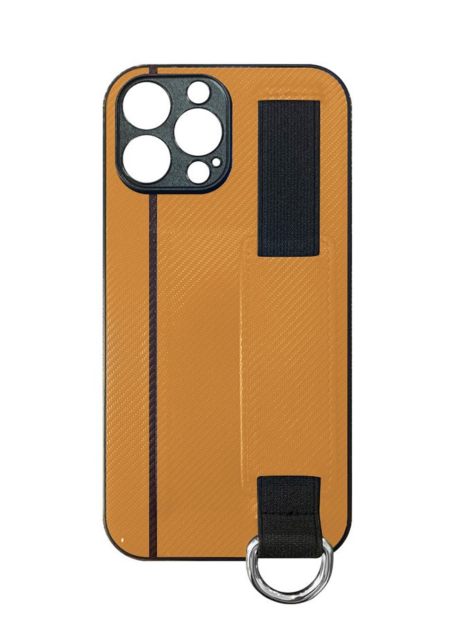 MARGOUN Protective Case Cover With Hand Strap Finger Grip Loop And Card Holder Slot For iPhone 13 Pro Max Mustard Yellow  - Image 2