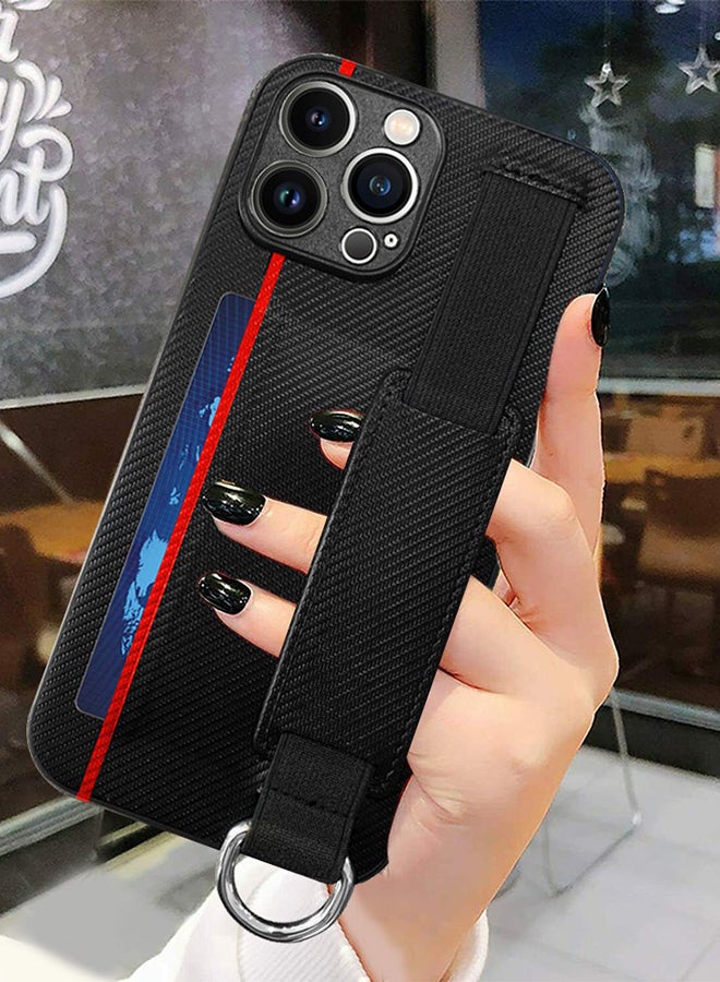 MARGOUN Protective Case Cover With Hand Strap Finger Grip Loop And Card Holder Slot For iPhone 13 Pro Max Black - Image 3