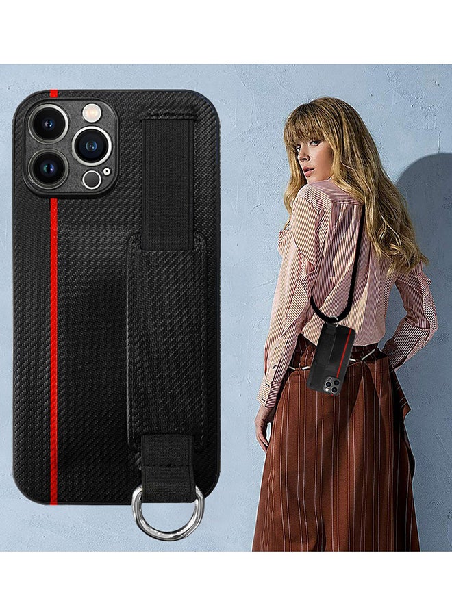 MARGOUN Protective Case Cover With Hand Strap Finger Grip Loop And Card Holder Slot For iPhone 13 Pro Max Black - Image 4