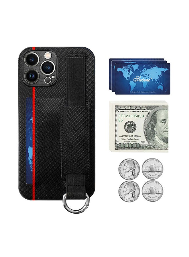 MARGOUN Protective Case Cover With Hand Strap Finger Grip Loop And Card Holder Slot For iPhone 13 Pro Max Black - Image 5