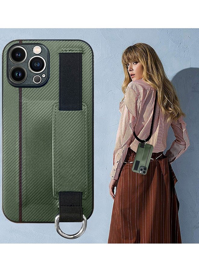 MARGOUN Protective Case Cover With Hand Strap Finger Grip Loop And Card Holder Slot For iPhone 13 Pro Max Green - Image 4