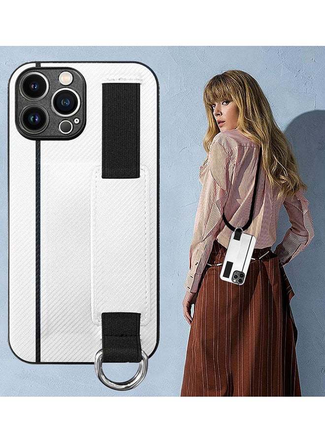 MARGOUN Protective Case Cover With Hand Strap Finger Grip Loop And Card Holder Slot For iPhone 13 Pro Max White - Image 5