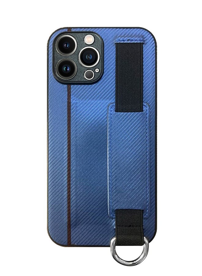 MARGOUN Protective Case Cover With Hand Strap Finger Grip Loop And Card Holder Slot For iPhone 13 Pro Blue  - Image 1