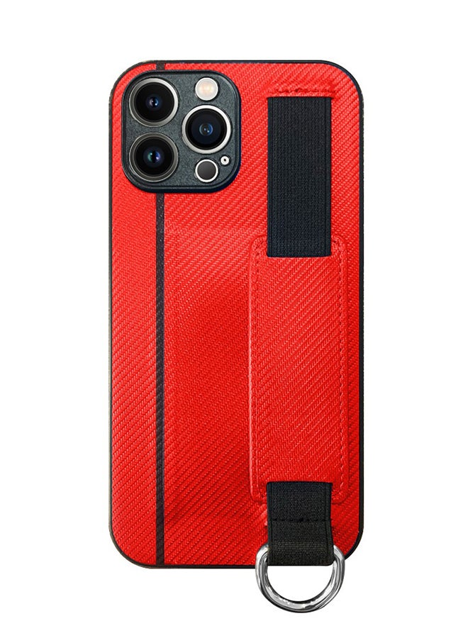 MARGOUN Protective Case Cover With Hand Strap Finger Grip Loop And Card Holder Slot For iPhone 13 Pro Red  - Image 1