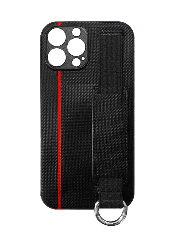 مارجون غطاء حماية واقٍ مزود بحزام يد مع حلقة لقبضة الإصبع وفتحة لحمل البطاقات لهاتف آيفون 13 برو أسود - Image 2