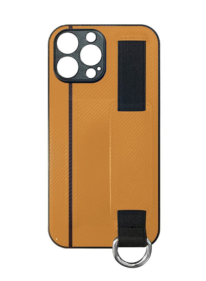 MARGOUN Protective Case Cover With Hand Strap Finger Grip Loop And Card Holder Slot For iPhone 13 Pro Mustard Yellow  - Image 2