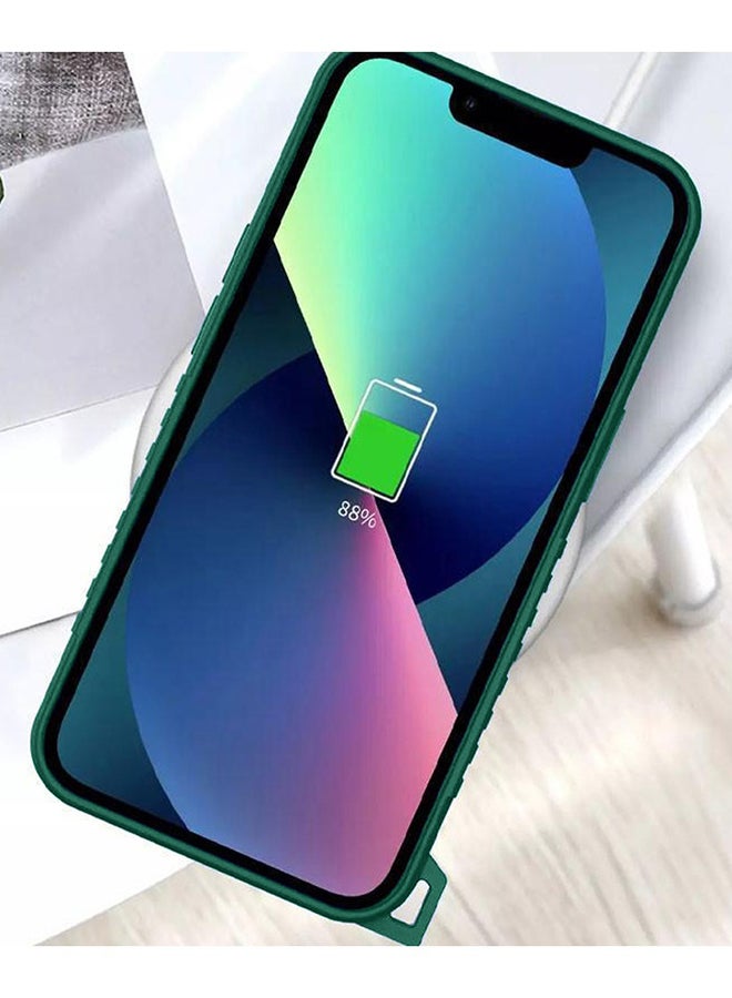 MARGOUN Hybrid Shockproof Traveler Case With Hand Strap Carbon Fiber Pattern Anti Drop Rugged Bumper Cover For iPhone 13 Green - Image 4