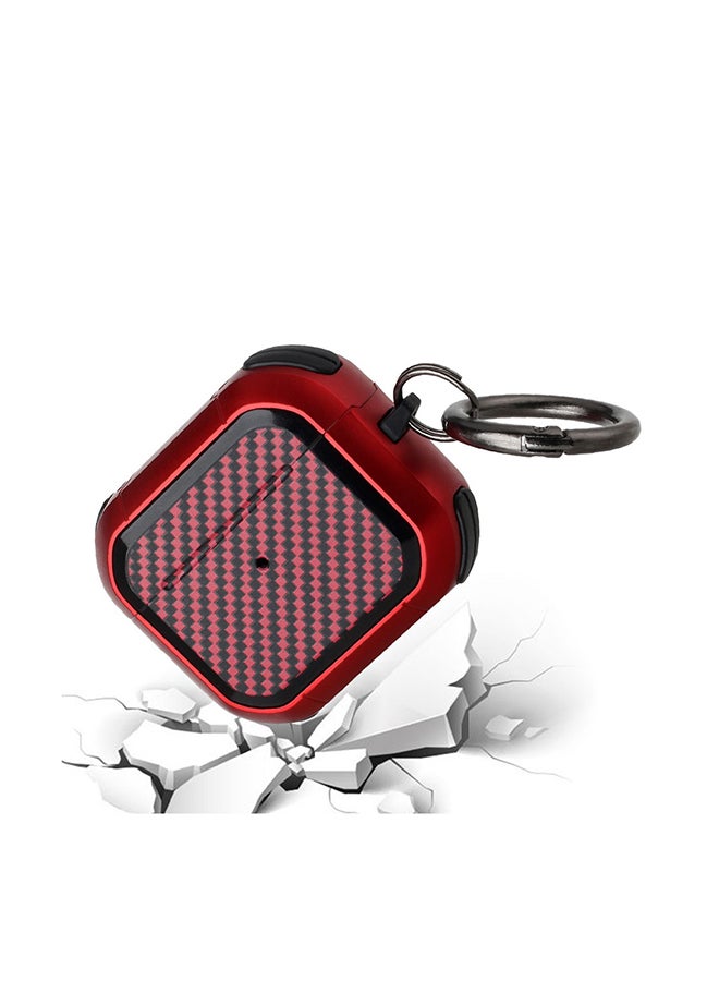 MARGOUN Shockproof Case Carbon Fiber Heavy Duty Cover With Keychain  For Apple AirPods 3 (3rd Generation) Red - Image 3