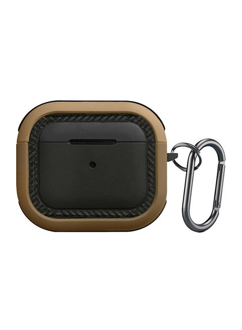 Shockproof Case Armor Rugged Cover With Keychain For Apple AirPods 3 (3rd Generation) Gold/Black