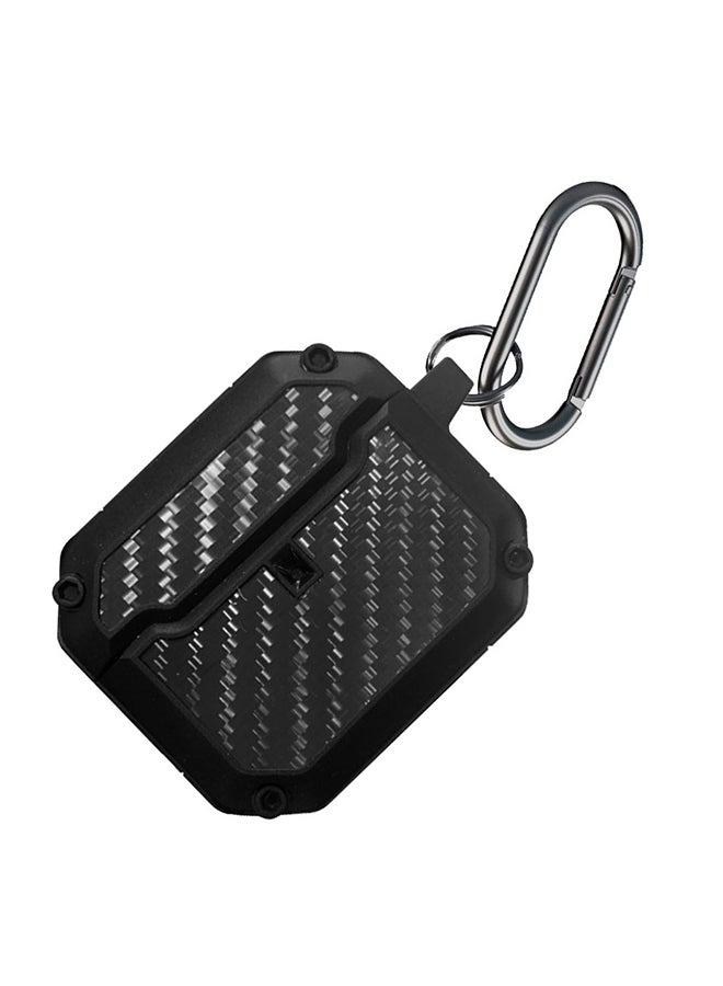 MARGOUN Shockproof Case Carbon Fiber Heavy Duty Cover With Keychain For Apple AirPods  ( 3rd Generation) Black - Image 2