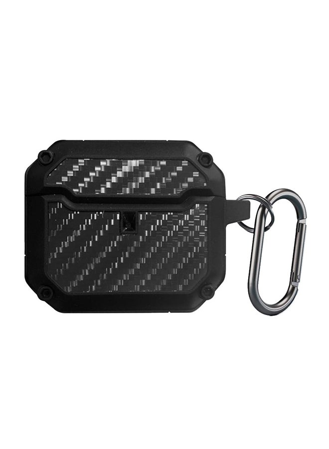 MARGOUN Shockproof Case Carbon Fiber Heavy Duty Cover With Keychain For Apple AirPods  ( 3rd Generation) Black - Image 1