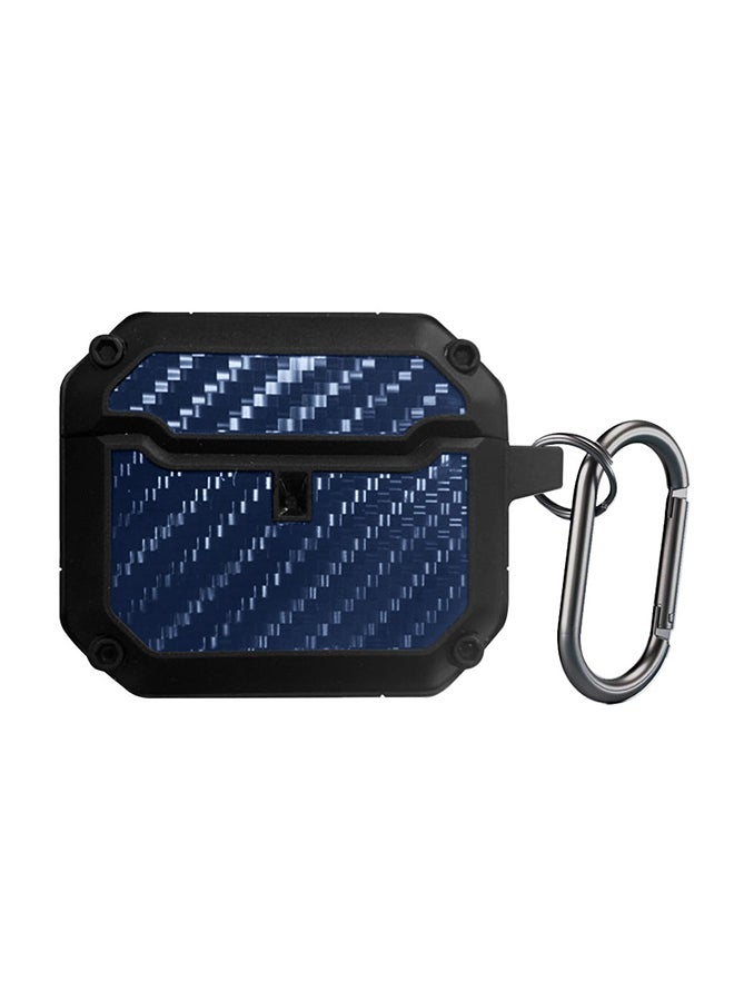 MARGOUN - Shockproof Case Carbon Fiber Heavy Duty Cover With Keychain For Apple AirPods  ( 3rd Generation) Blue - Image 1
