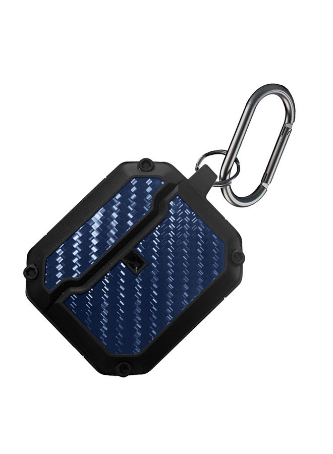 MARGOUN - Shockproof Case Carbon Fiber Heavy Duty Cover With Keychain For Apple AirPods  ( 3rd Generation) Blue - Image 1