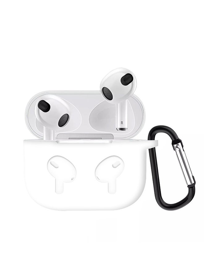 MARGOUN - Shockproof Silicone Case Cover With Keychain For Apple AirPods 3 (3rd Generation) Milky White - Image 1