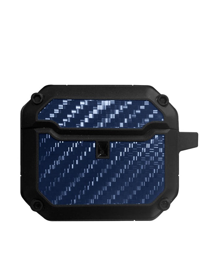 MARGOUN - Shockproof Case Carbon Fiber Heavy Duty Cover With Keychain For Apple AirPods  ( 3rd Generation) Blue - Image 1