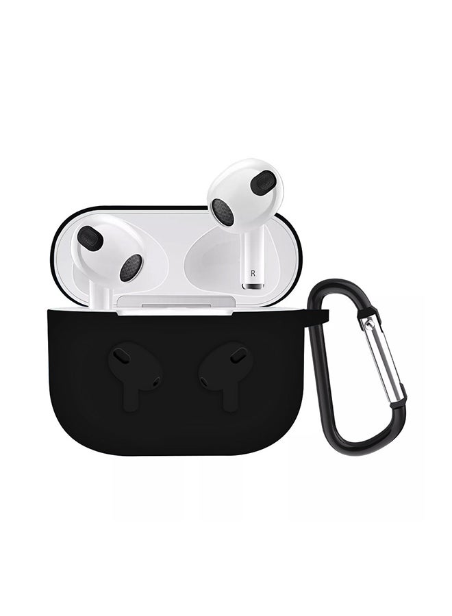 MARGOUN - Shockproof Silicone Case Cover With Keychain For Apple AirPods 3 (3rd Generation) Black - Image 1