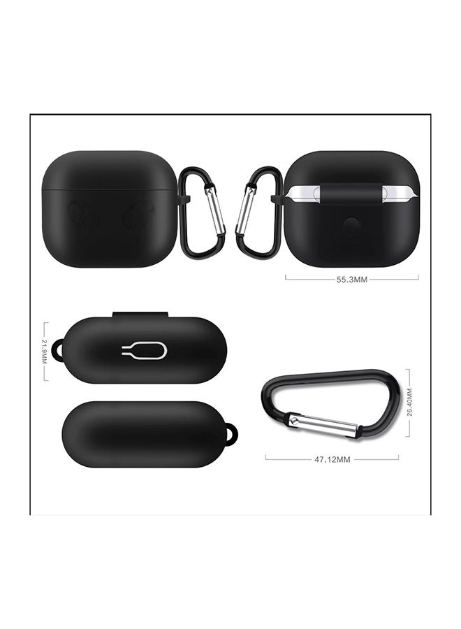 MARGOUN - Shockproof Silicone Case Cover With Keychain For Apple AirPods 3 (3rd Generation) Black - Image 1