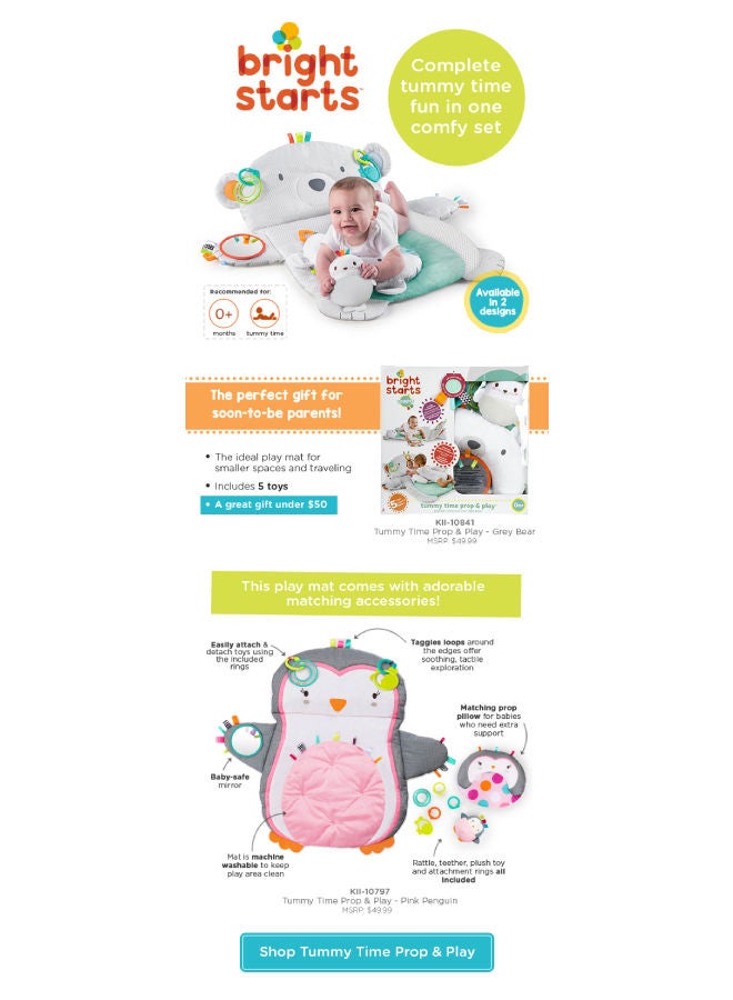 Bright Starts - Tummy Time Prop And Play Penguin With Taggies - Image 1