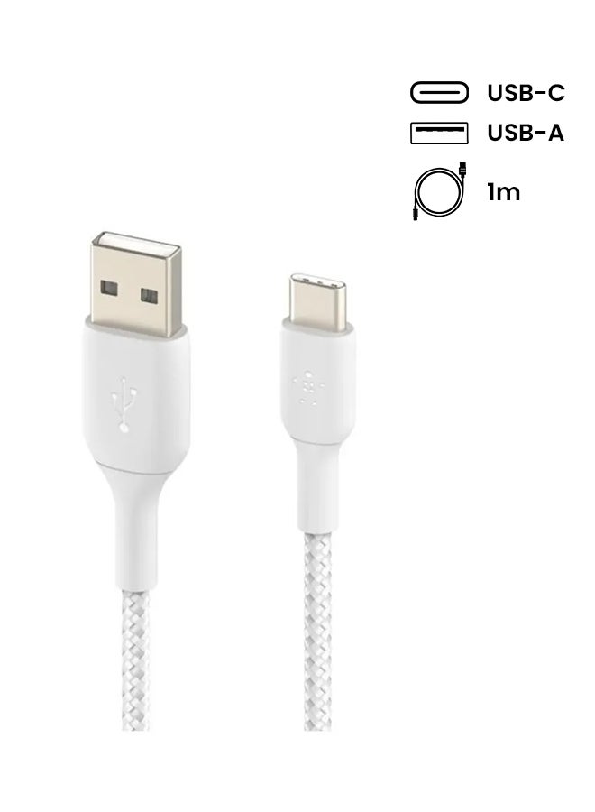 belkin Boostcharge Braided Usb Type C Cable, Usb-C To Usb-A Cable, Usb C Charger Cable For Iphone 15, Samsung Galaxy S24, Google Pixel, Ipad, Macbook, Nintendo Switch And More - 1M White  - Image 2