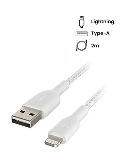 Braided Lightning Cable (Boost Charge Lightning to USB Cable for iPhone, iPad, AirPods) MFi-Certified iPhone Charging Cable, Braided Lightning Cable 2m White - v1652890032/N42982633A_2