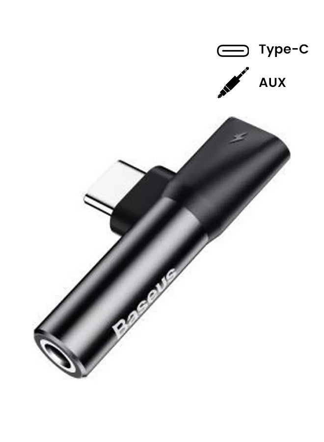 Baseus L41 Type-C Input For Type-C Female Connectors + 3.5 mm Female Connector Adapters Silver/Black - Image 2