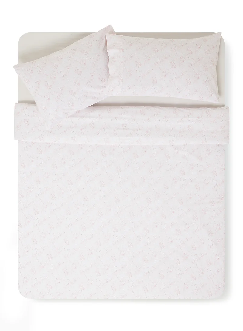 Noon East Duvet Cover Set - With 1 Duvet Cover 260X220 Cm And 2 Pillow Cover 50X75 Cm - For King/Super King Size Mattress - 100% Cotton Percale 180 Thread Count Springfield Rose