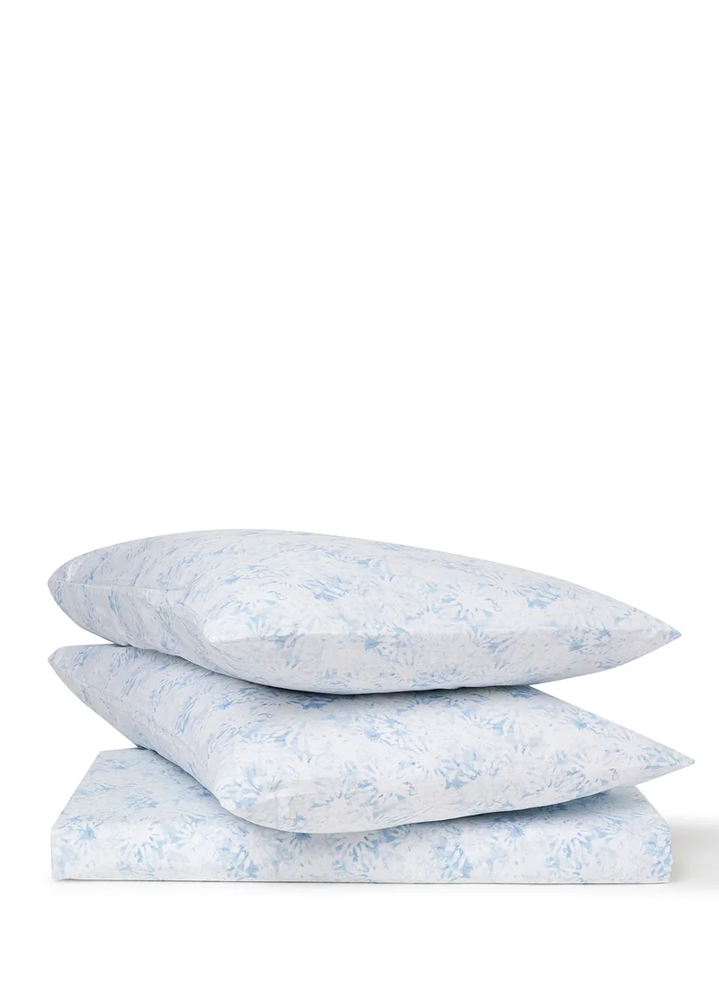 Noon East Duvet Cover Set - With 1 Duvet Cover 200X200 Cm And 2 Pillow Cover 50X75 Cm - For Queen Size Mattress - 100% Cotton Percale 180 Thread Count Springfield Blue