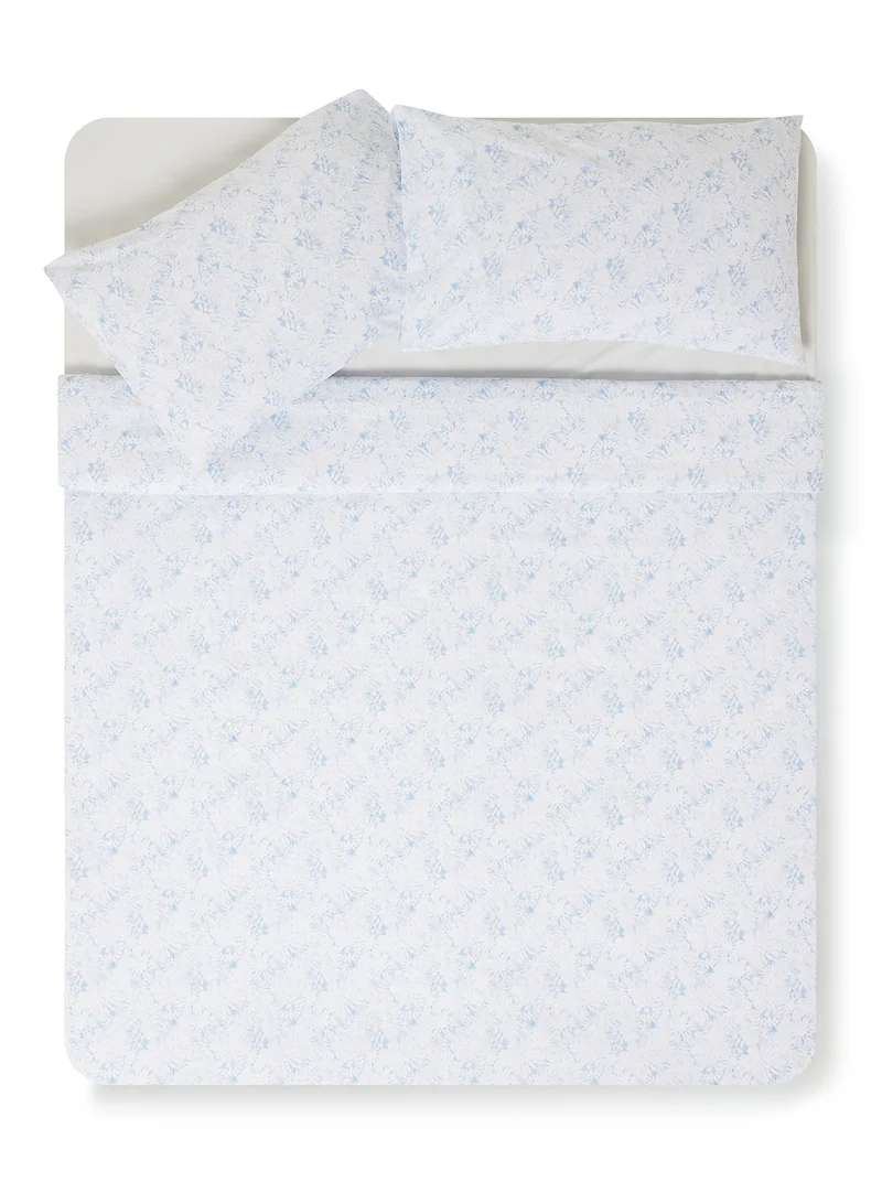 Noon East Duvet Cover Set - With 1 Duvet Cover 200X200 Cm And 2 Pillow Cover 50X75 Cm - For Queen Size Mattress - 100% Cotton Percale 180 Thread Count Springfield Blue