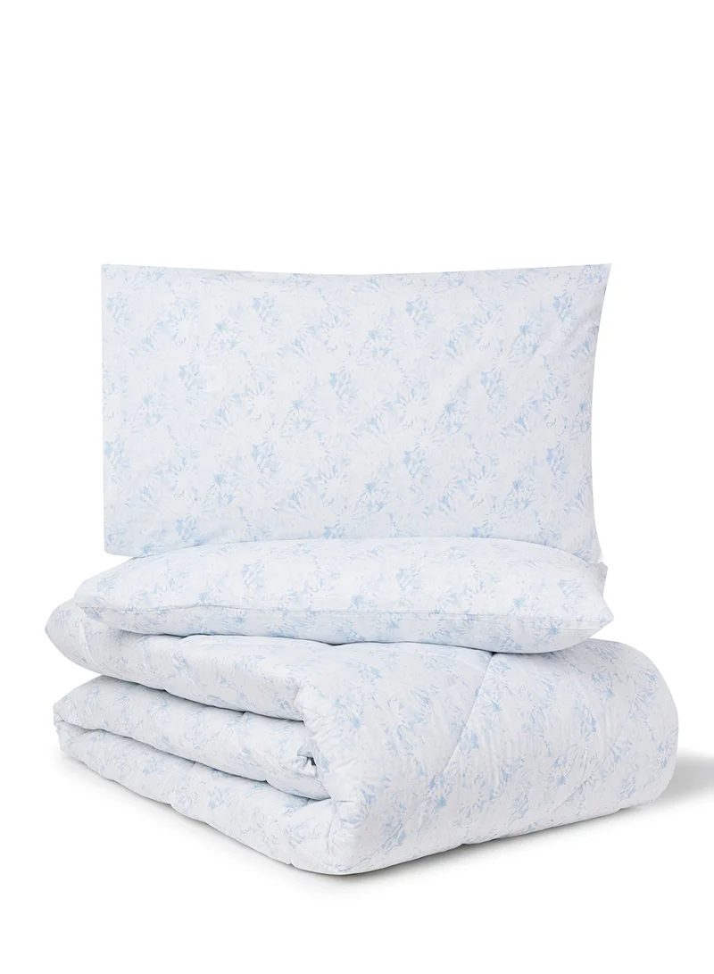 Noon East Comforter Set With Pillow Cover 50X75 Cm, Comforter 260X240 Cm - For King Size Mattress - 100% Cotton Springfield Lucent - Sleep Well Lightweight And Warm Bed Linen Springfield Blue/White