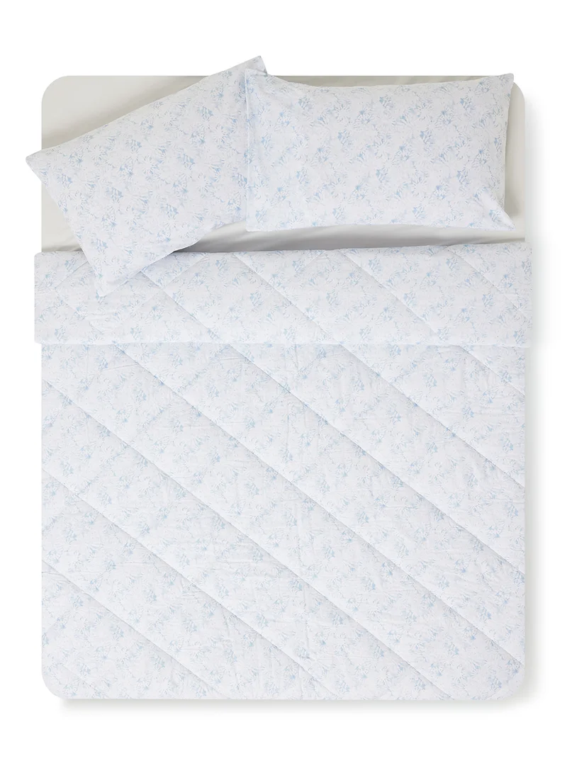 Noon East Comforter Set With Pillow Cover 50X75 Cm, Comforter 260X240 Cm - For King Size Mattress - 100% Cotton Springfield Lucent - Sleep Well Lightweight And Warm Bed Linen Springfield Blue/White