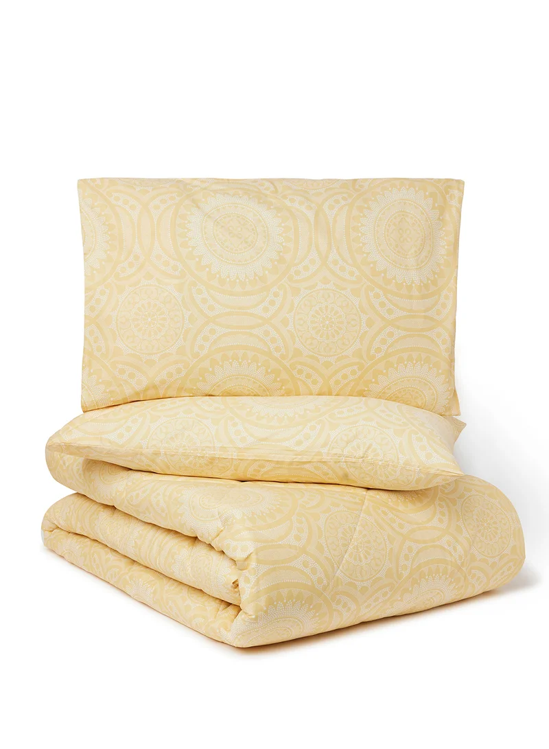 Noon East Comforter Set With Pillow Cover 50X75 Cm, Comforter 260X240 Cm - For King Size Mattress - 100% Cotton Granada - Sleep Well Lightweight And Warm Bed Linen Gold