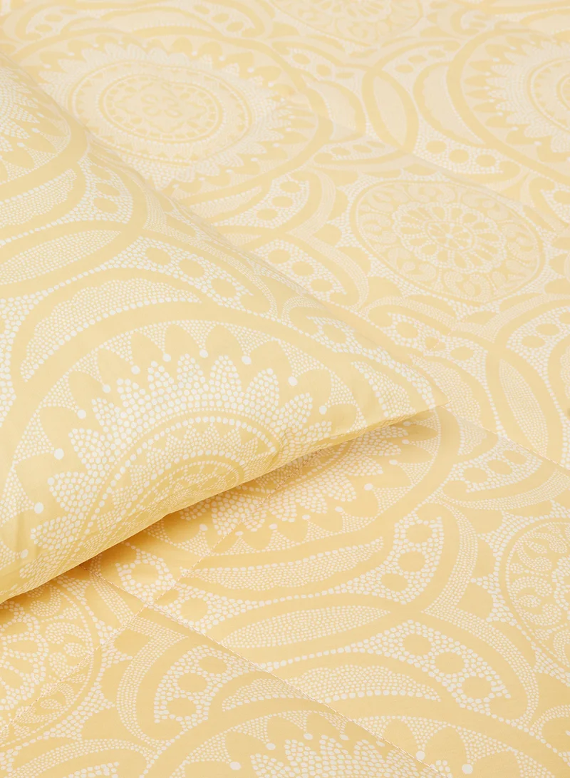 Noon East Comforter Set With Pillow Cover 50X75 Cm, Comforter 260X240 Cm - For King Size Mattress - 100% Cotton Granada - Sleep Well Lightweight And Warm Bed Linen Gold