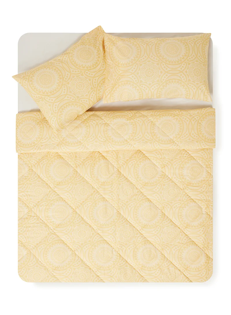 Noon East Comforter Set With Pillow Cover 50X75 Cm, Comforter 260X240 Cm - For King Size Mattress - 100% Cotton Granada - Sleep Well Lightweight And Warm Bed Linen Gold