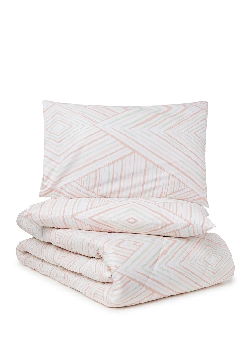 Noon East Comforter Set With Pillow Cover - For King/Super King Size Mattress - 100% Cotton Percale Duma - Sleep Well Lightweight And Warm Bed Linen - Orange 260X240cm + pillow cover 50X75cm