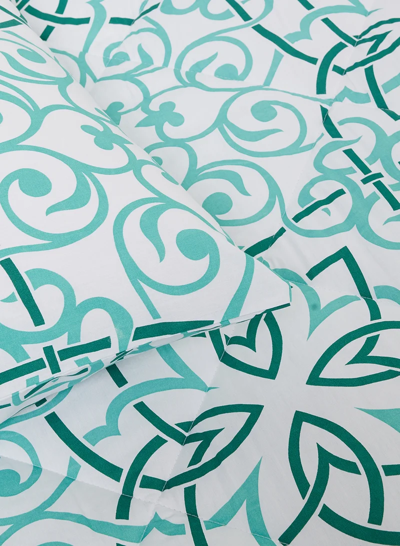 Noon East Comforter Set With Pillow Cover 50X75 Cm, Comforter 260X240 Cm - For King Size Mattress - 100% Cotton Elana - Sleep Well Lightweight And Warm Bed Linen Mint Green