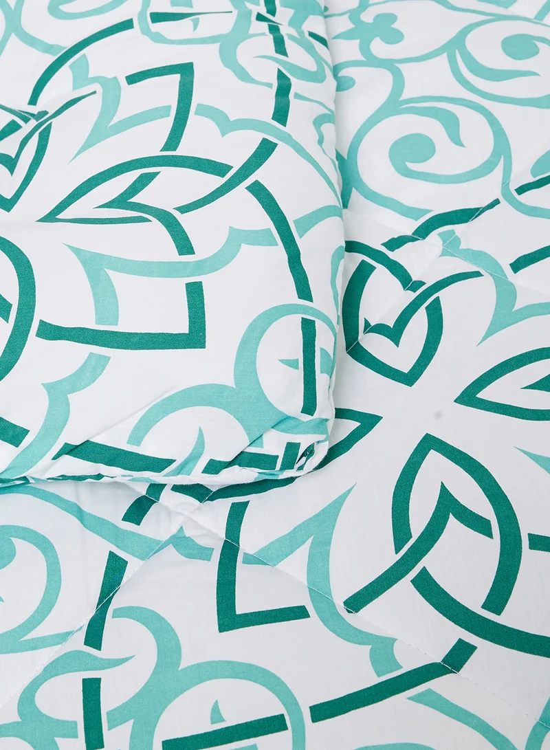 Noon East Comforter Set With Pillow Cover 50X75 Cm, Comforter 260X240 Cm - For King Size Mattress - 100% Cotton Elana - Sleep Well Lightweight And Warm Bed Linen Mint Green
