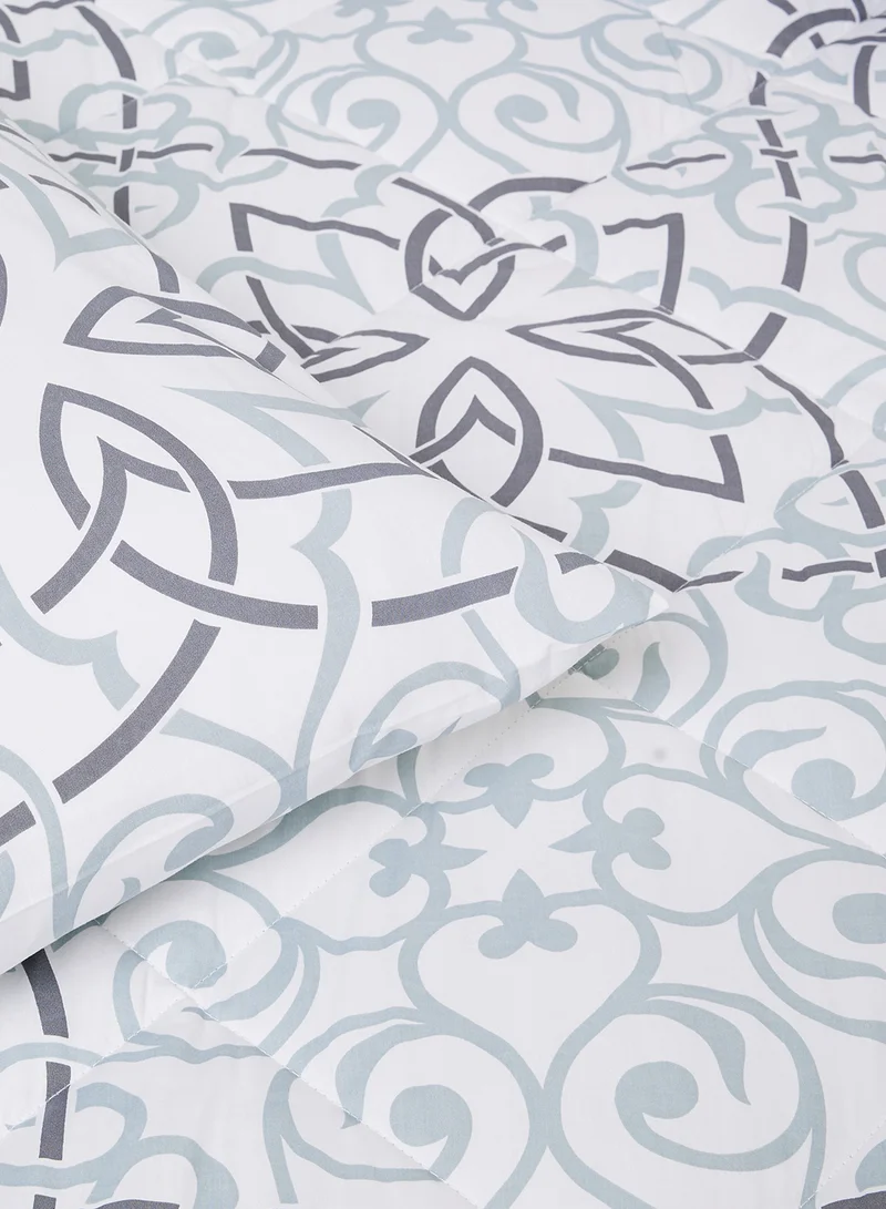 Noon East Comforter Set With Pillow Cover - For King Size Mattress - 100% Cotton Percale/Elana - Sleep Well Lightweight And Warm Bed Linen- Elana Grey 260X240cm +Pillow Cover 50X75cm