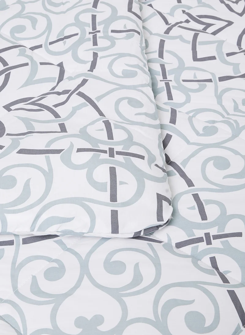 Noon East Comforter Set With Pillow Cover - For King Size Mattress - 100% Cotton Percale/Elana - Sleep Well Lightweight And Warm Bed Linen- Elana Grey 260X240cm +Pillow Cover 50X75cm
