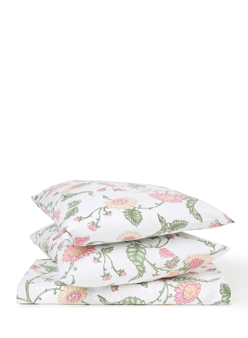 Noon East Duvet Cover Set - With 1 Duvet Cover 200X200 Cm And 2 Pillow Cover 50X75 Cm - For Queen Size Mattress - 100% Cotton Percale 180 Thread Count Red/White/Green