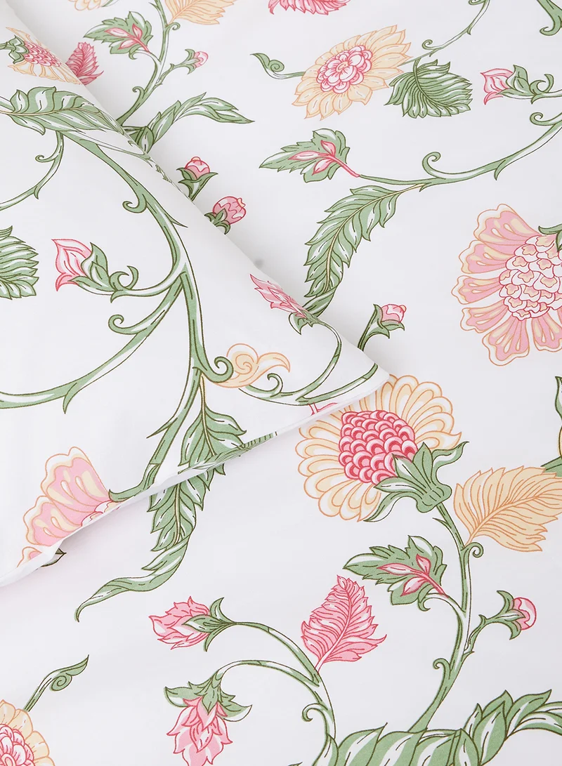 Noon East Duvet Cover Set - With 1 Duvet Cover 200X200 Cm And 2 Pillow Cover 50X75 Cm - For Queen Size Mattress - 100% Cotton Percale 180 Thread Count Red/White/Green