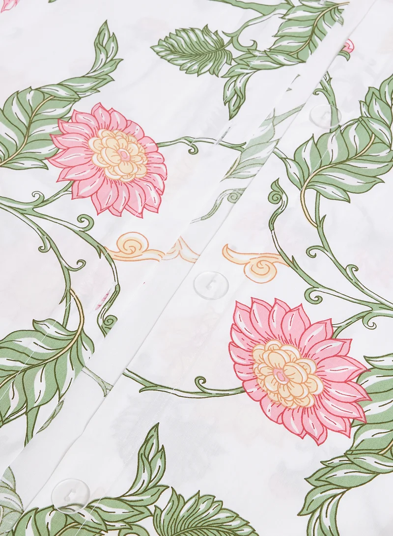 Noon East Duvet Cover Set - With 1 Duvet Cover 200X200 Cm And 2 Pillow Cover 50X75 Cm - For Queen Size Mattress - 100% Cotton Percale 180 Thread Count Red/White/Green