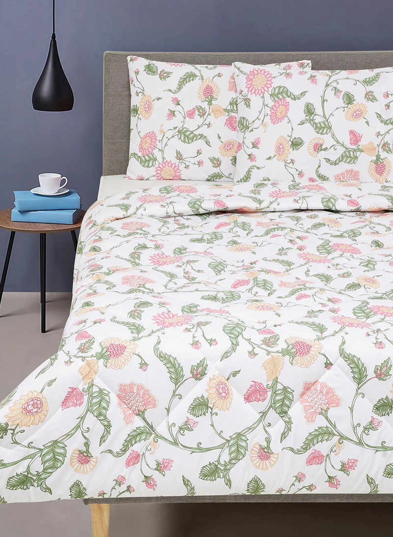 Noon East Comforter Set With Pillow Cover 50X75 Cm, Comforter 260X240 Cm - For King Size Mattress - 100% Cotton Dehlia - Sleep Well Lightweight And Warm Bed Linen Red