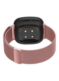 MARGOUN Milanese Band Stainless Steel Mesh Loop Strap for Fitbit Versa 3/Sense Smart Watch Rose Pink  - Image 3