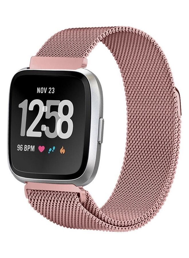 MARGOUN - Milanese Band Stainless Steel Mesh Loop Strap for Fitbit Versa 3/Sense Smart Watch Rose Pink - Image 1