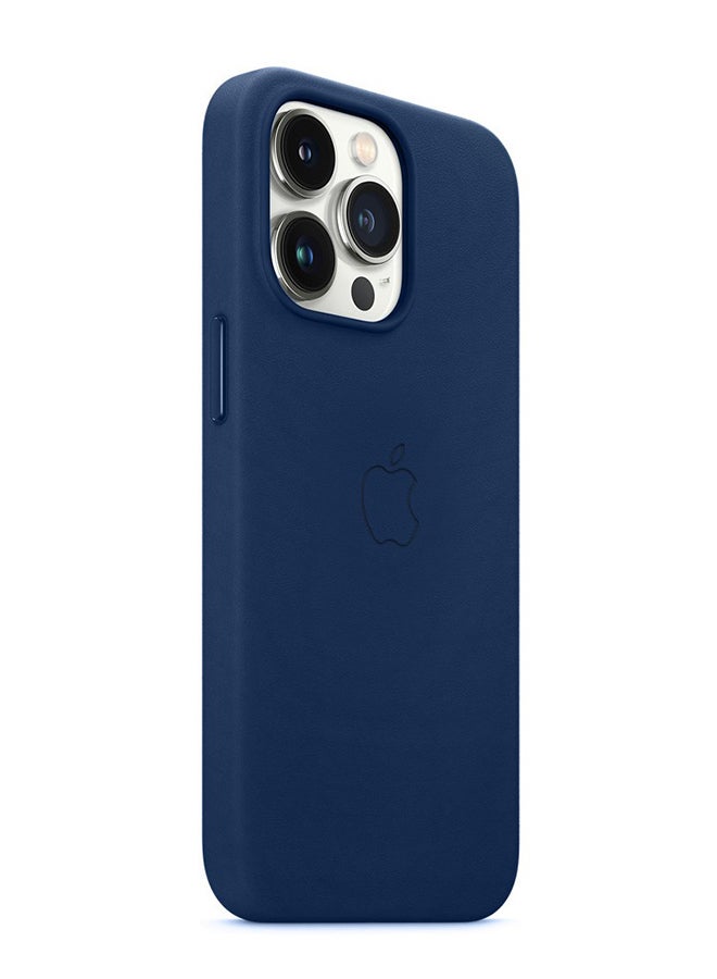 MARGOUN Protective Leather Case Cover With MagSafe for iPhone 13 Pro Blue - Image 3